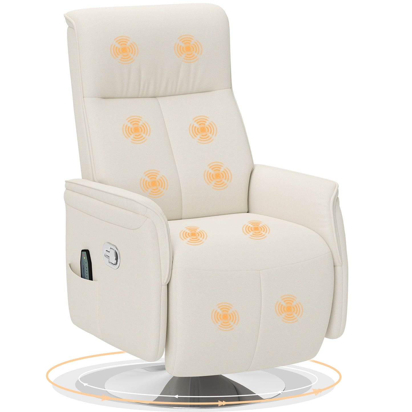 Aurora Cream White Massage Reclining Chair with Adjustable Backrest & 10 Modes