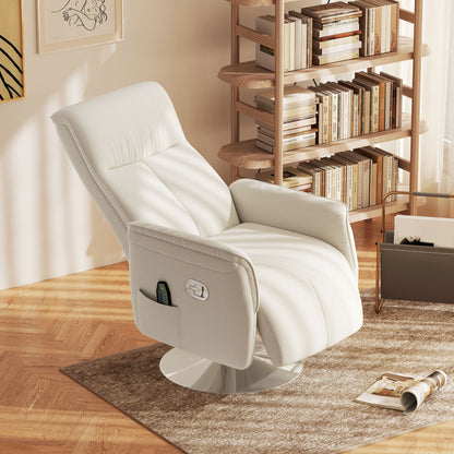 Aurora Cream White Massage Reclining Chair with Adjustable Backrest & 10 Modes
