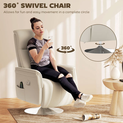 Aurora Cream White Massage Reclining Chair with Adjustable Backrest & 10 Modes