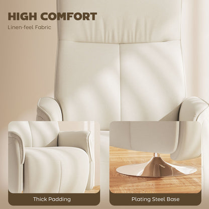 Aurora Cream White Massage Reclining Chair with Adjustable Backrest & 10 Modes