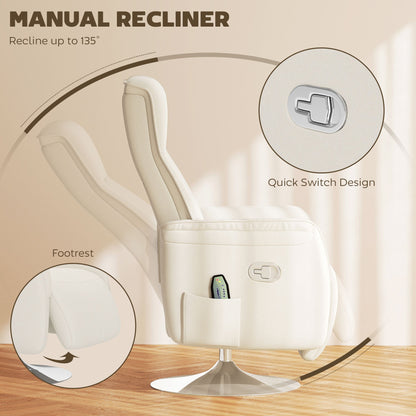 Aurora Cream White Massage Reclining Chair with Adjustable Backrest & 10 Modes