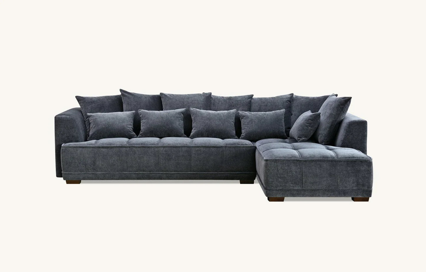 The Gramercy Steel Grey Boucle Right Hand Corner Premium Sofa Steel Boucle Fabric