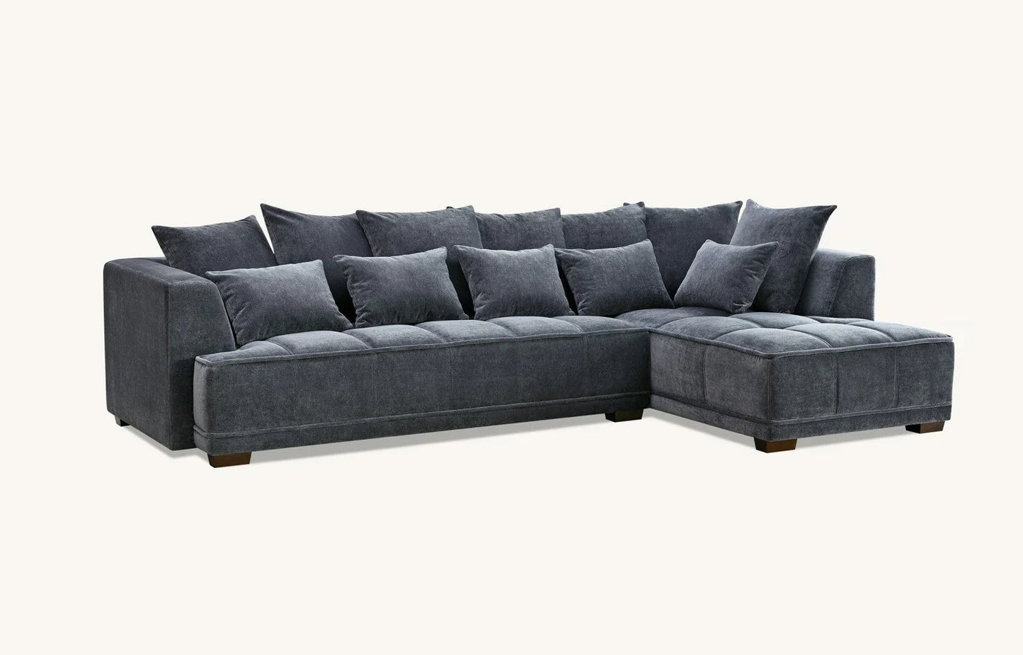 The Gramercy Steel Grey Boucle Right Hand Corner Premium Sofa Steel Boucle Fabric