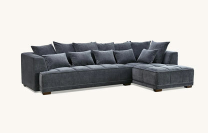 The Gramercy Steel Grey Boucle Right Hand Corner Premium Sofa Steel Boucle Fabric