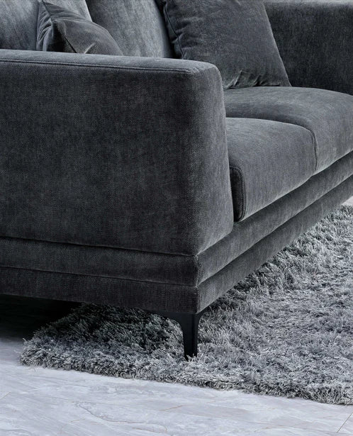 The Harlow Steel Grey Boucle 3 Seater Premium Sofa Steel Boucle Fabric