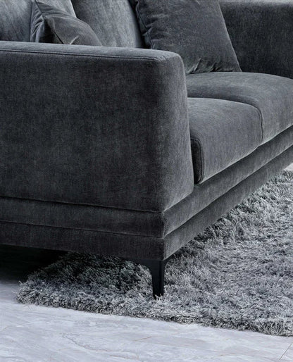The Harlow Steel Grey Boucle 3 Seater Premium Sofa Steel Boucle Fabric
