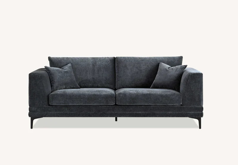The Harlow Steel Grey Boucle 3 Seater Premium Sofa Steel Boucle Fabric