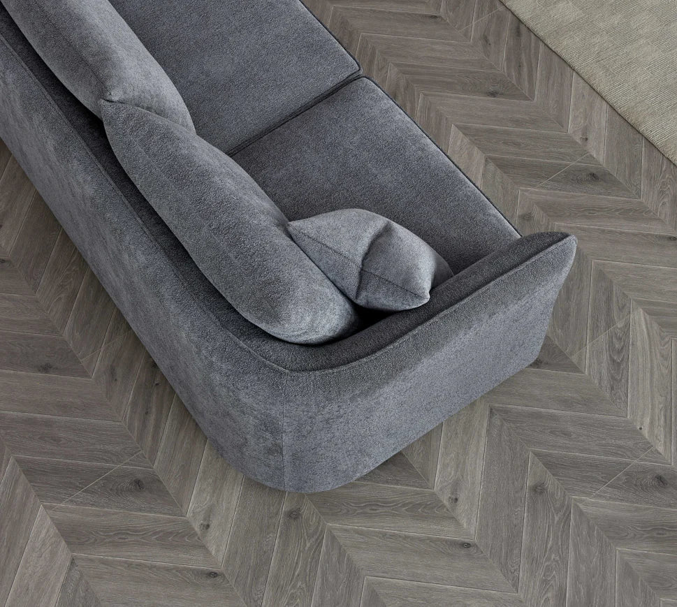 The Pebble Grey Boucle Corner Premium Sofa Fabric