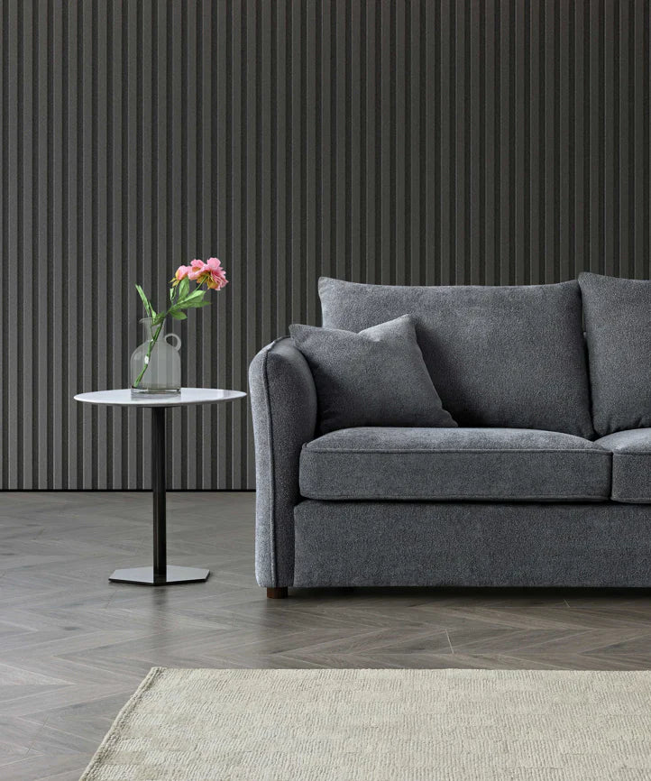 The Pebble Grey Boucle Corner Premium Sofa Fabric