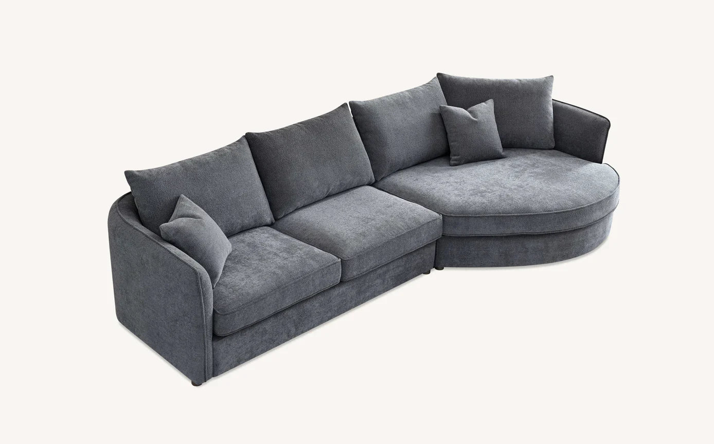 The Pebble Grey Boucle Corner Premium Sofa Fabric