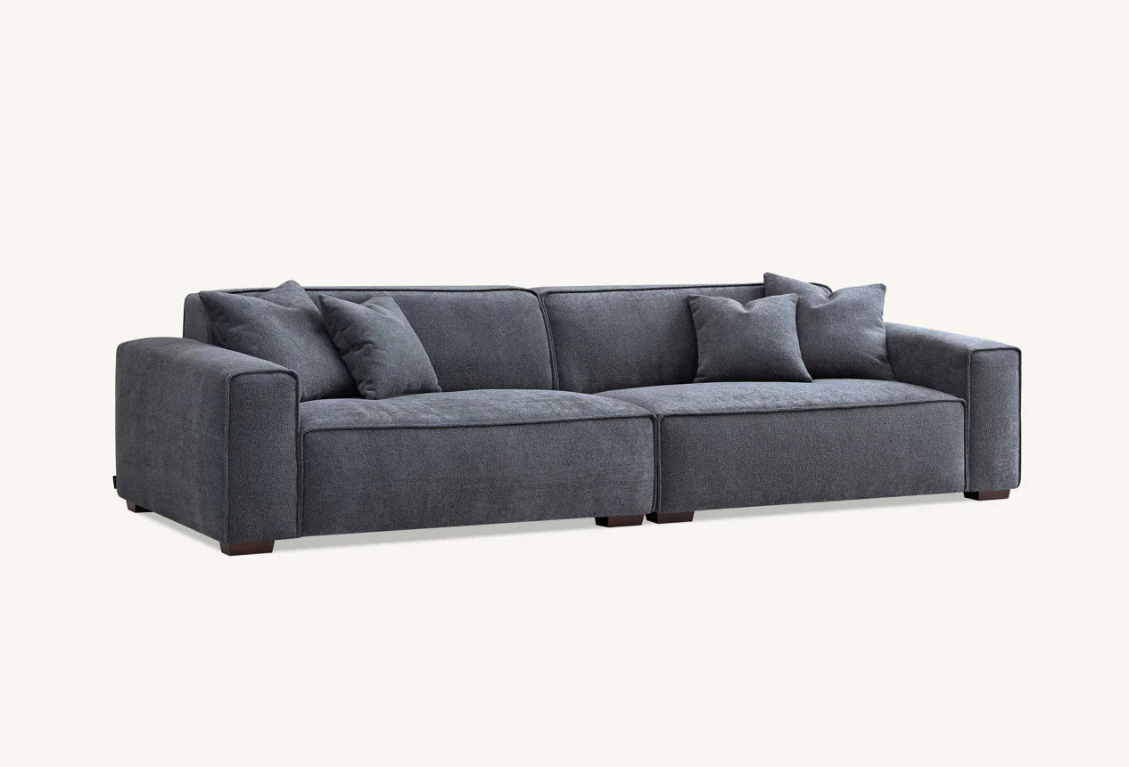 The Dakota Charcoal Grey Boucle 4 Seater With Chaise Premium Sofa Charcoal Boucle Fabric