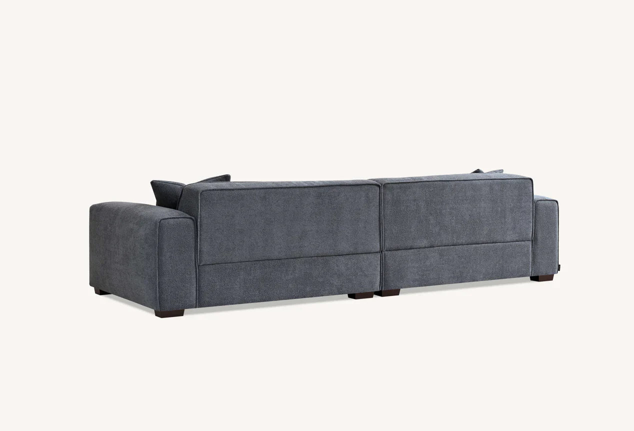 The Dakota Charcoal Grey Boucle 4 Seater With Chaise Premium Sofa Charcoal Boucle Fabric