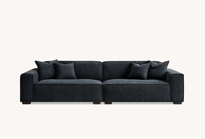 The Dakota Midnight Black Boucle 4 Seater With Chaise Premium Sofa Midnight Boucle Fabric