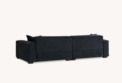 The Dakota Midnight Black Boucle 4 Seater With Chaise Premium Sofa Midnight Boucle Fabric