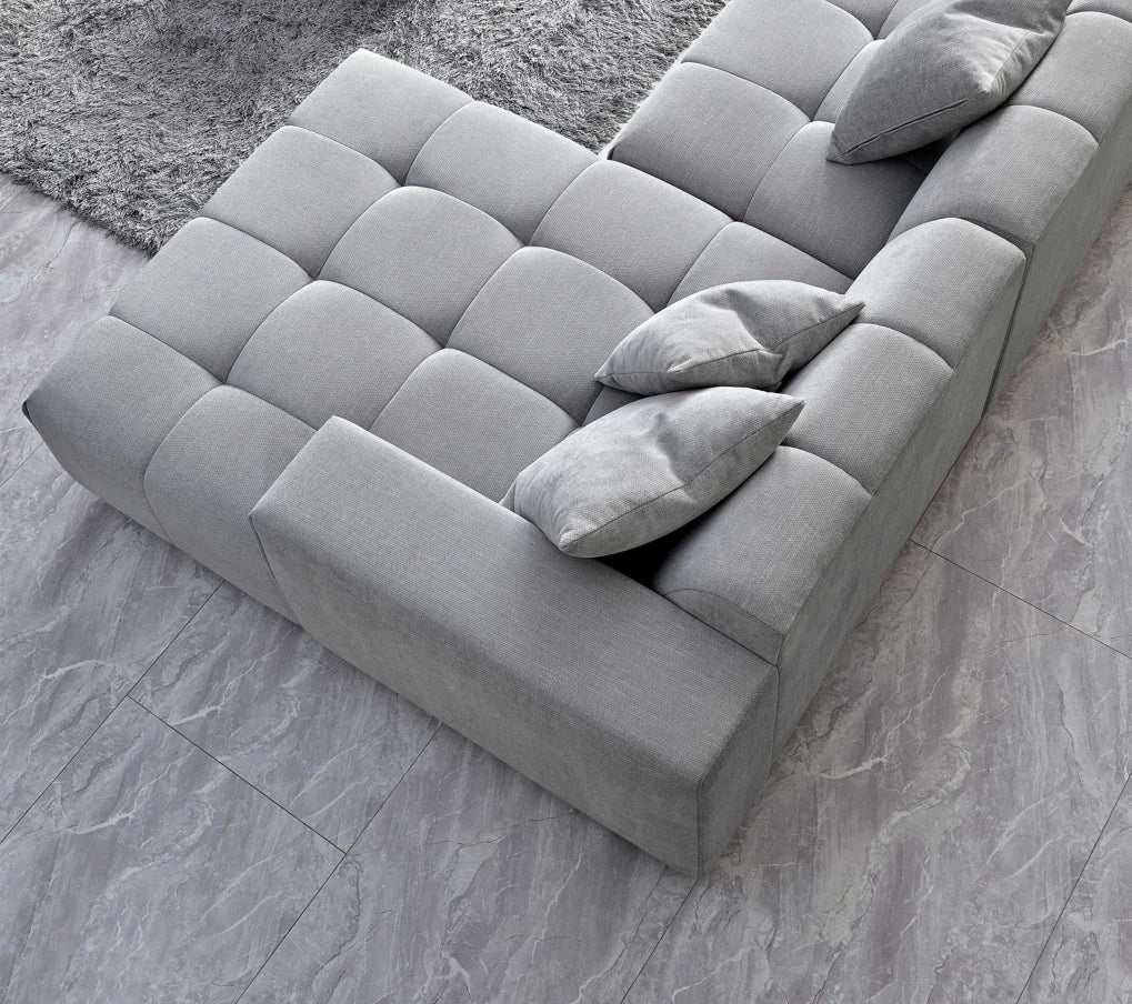 The Leonard Cloudy Grey Boucle Right Hand Corner Premium Sofa Cloudy Grey Boucle Fabric