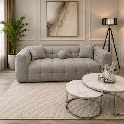 The Bubble 3 Seater Sofa In Grey Boucle Fabric