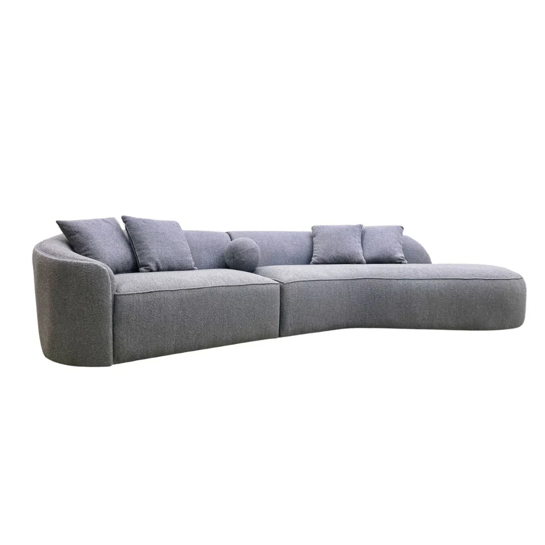 The Pebble Boucle Modern Design Sofa In Grey Fabric