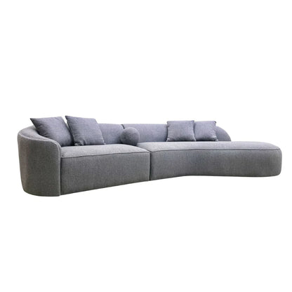 The Pebble Boucle Modern Design Sofa In Grey Fabric