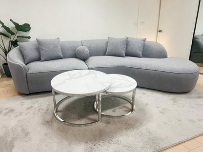 The Pebble Boucle Modern Design Sofa In Grey Fabric