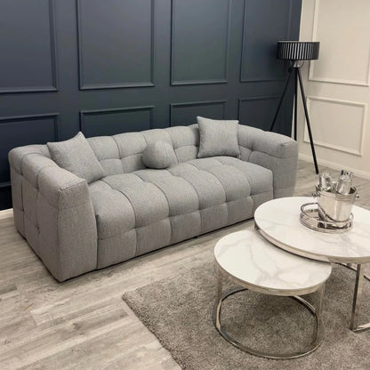 The Bubble 3 Seater Sofa In Grey Boucle Fabric