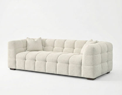ALUXO Tribeca Bubble 3 Seater Sofa In Oatmeal Beige Boucle Fabric