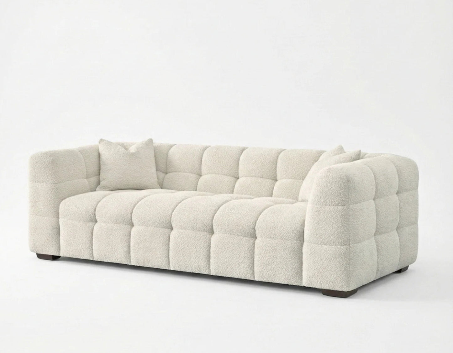 ALUXO Tribeca Bubble 3 Seater Sofa In Pearl Boucle Fabric