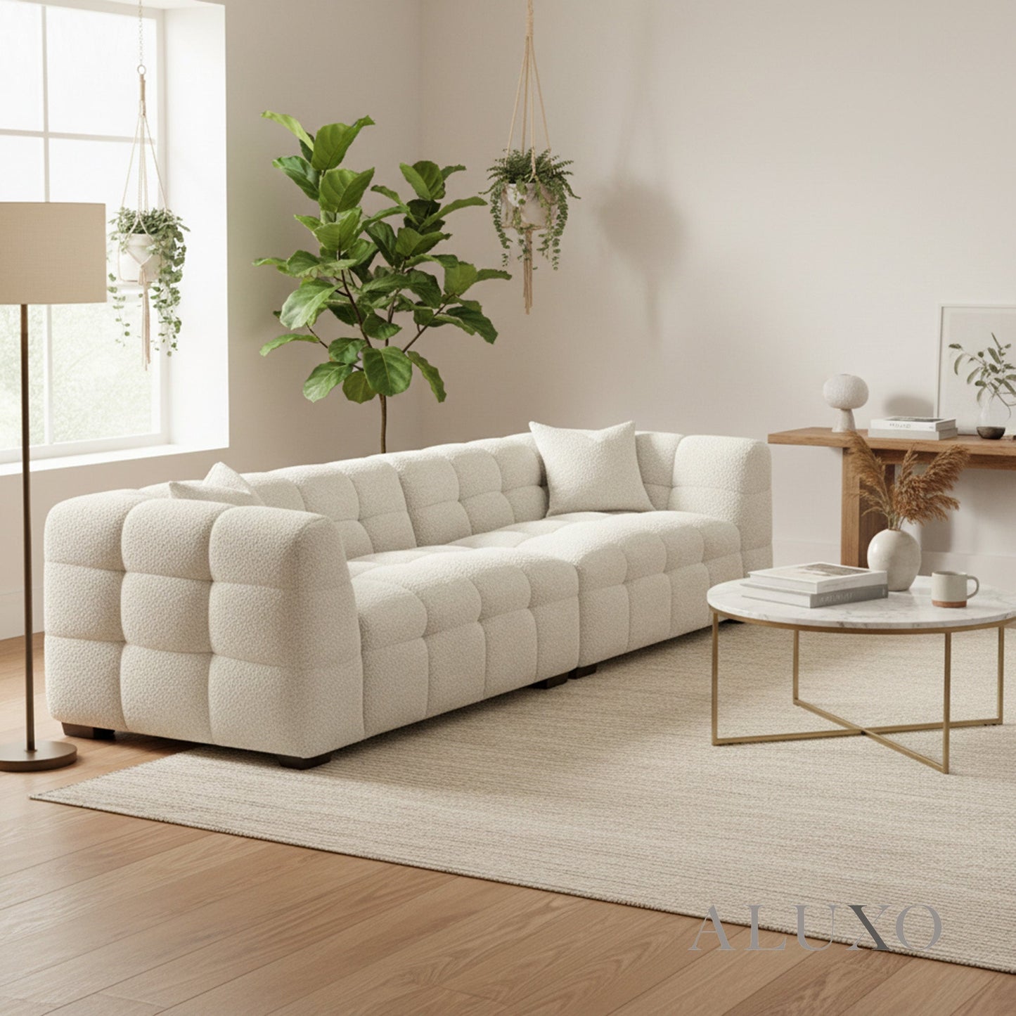 Tribeca Bubble 4 Seater Large Sofa – Oatmeal Beige Bouclé