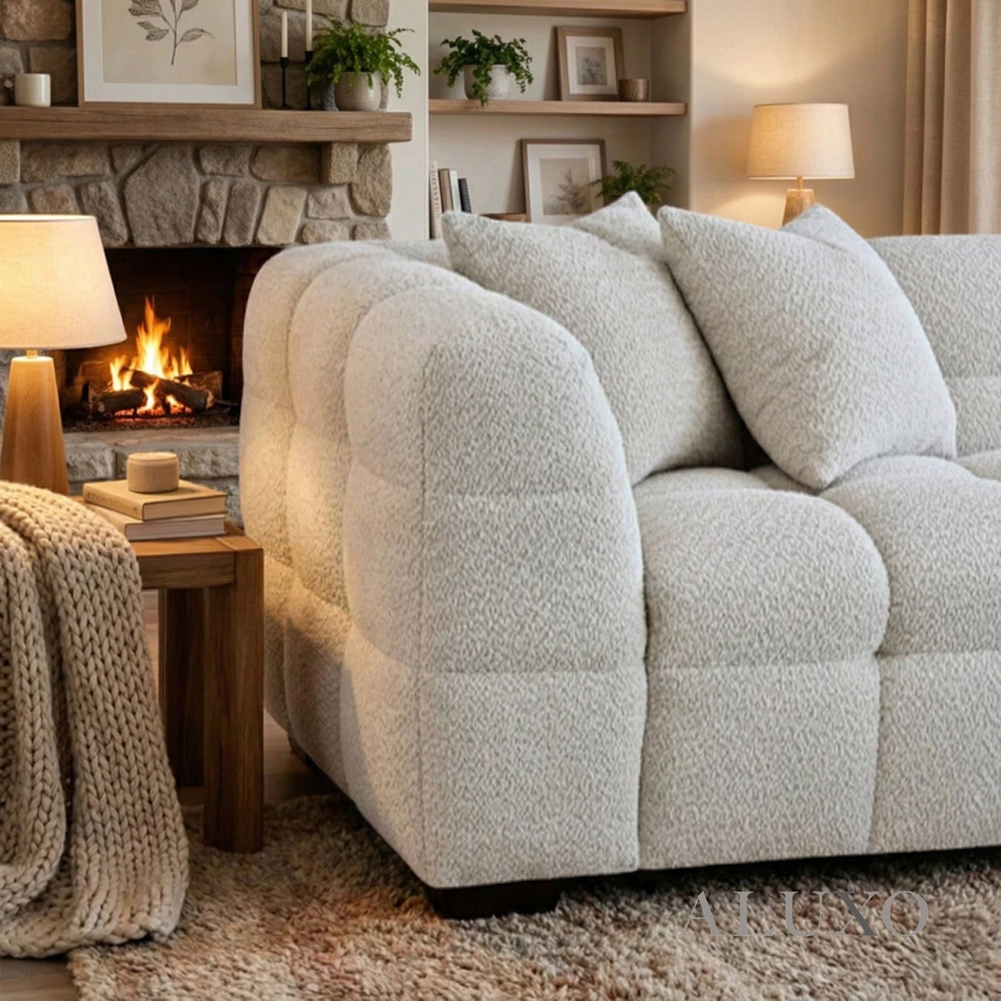 Tribeca Bubble 4 Seater Large Sofa – Oatmeal Beige Bouclé