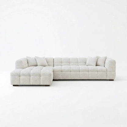 ALUXO Tribeca Bubble Left Hand Facing Corner Sofa In Oatmeal Beige Boucle Fabric