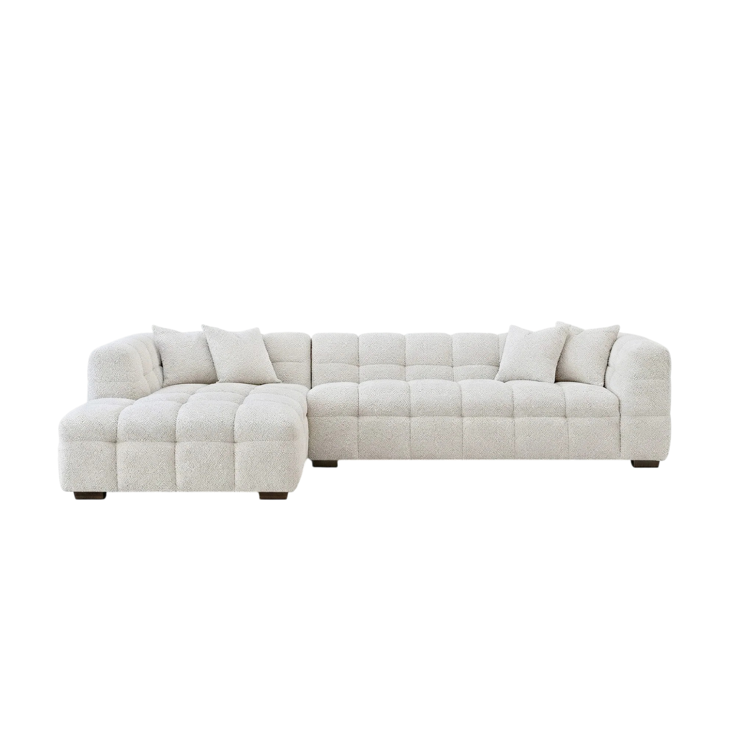 ALUXO Tribeca Bubble Left Hand Facing Corner Sofa In Oatmeal Beige Boucle Fabric