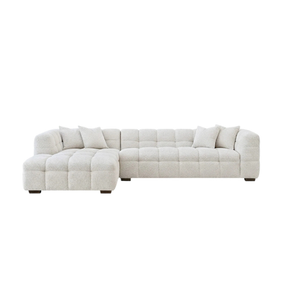 ALUXO Tribeca Bubble Left Hand Facing Corner Sofa In Oatmeal Beige Boucle Fabric