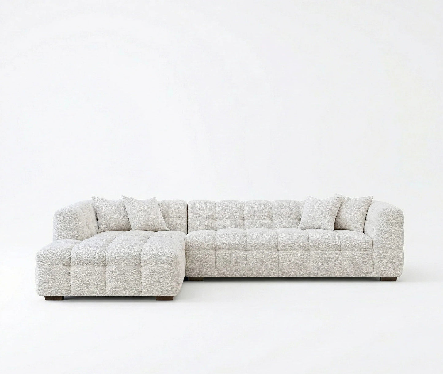 ALUXO Tribeca Bubble Left Hand Facing Corner Sofa In Oatmeal Beige Boucle Fabric