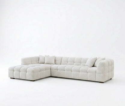 ALUXO Tribeca Bubble Left Hand Facing Corner Sofa In Iron Grey Boucle Fabric
