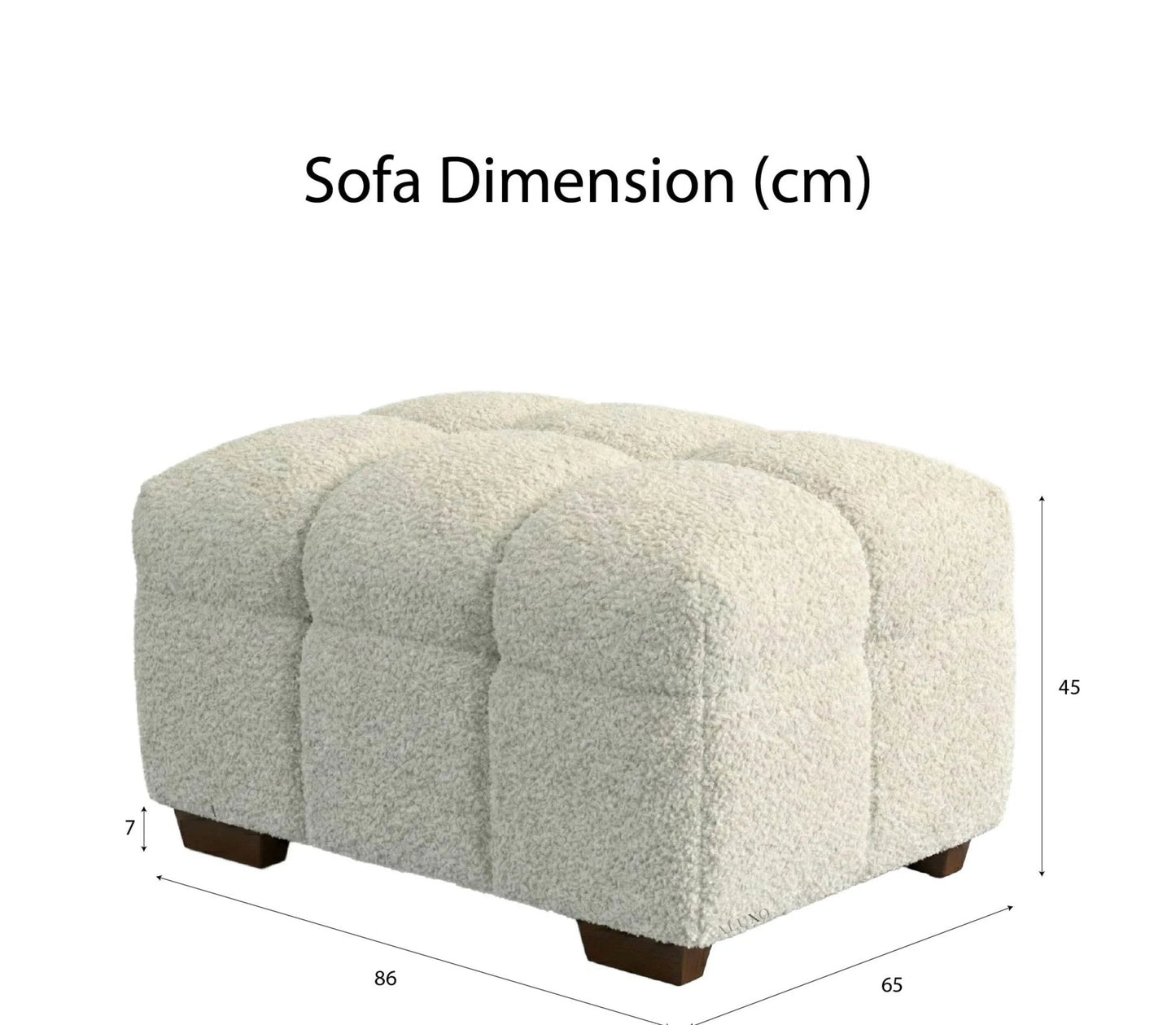 ALUXO Tribeca Bubble Upholstered Footstool In Oatmeal Beige Boucle Fabric