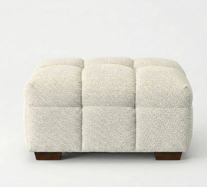 ALUXO Tribeca Bubble Upholstered Footstool In Iron Grey Boucle Fabric