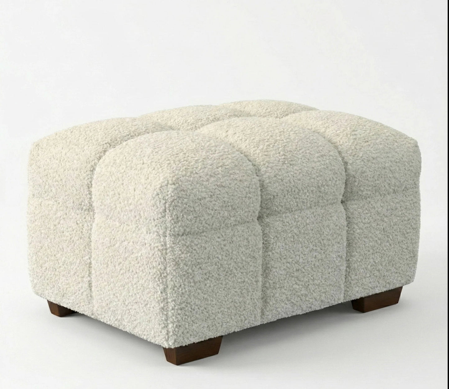 ALUXO Tribeca Bubble Upholstered Footstool In Oatmeal Beige Boucle Fabric