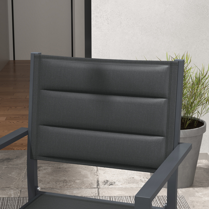 2 PCs Dining Chairs, Stackable Design Aluminium Outdoor Armchairs Grey