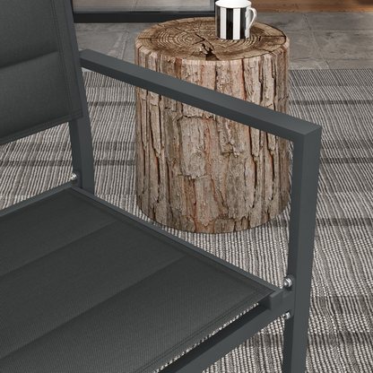 2 PCs Dining Chairs, Stackable Design Aluminium Outdoor Armchairs Grey