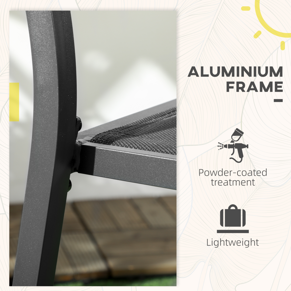 2 PCs Dining Chairs, Stackable Design Aluminium Outdoor Armchairs Grey