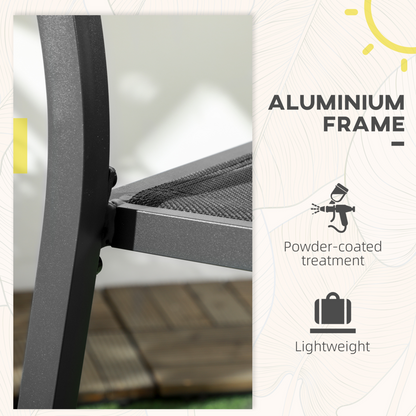 2 PCs Dining Chairs, Stackable Design Aluminium Outdoor Armchairs Grey