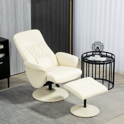 Aurora PU Leather Armchair and Footrest Swivel Recliner w/ Ottoman