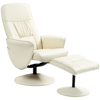 Aurora PU Leather Armchair and Footrest Swivel Recliner w/ Ottoman