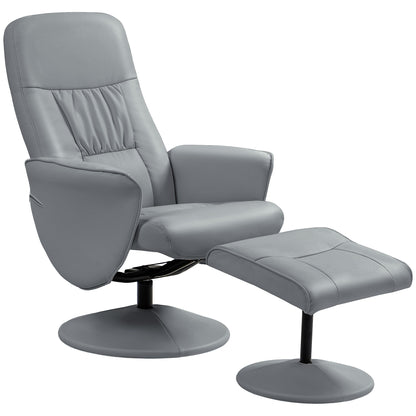 Aurora PU Leather Armchair and Footrest Swivel Recliner w/ Ottoman
