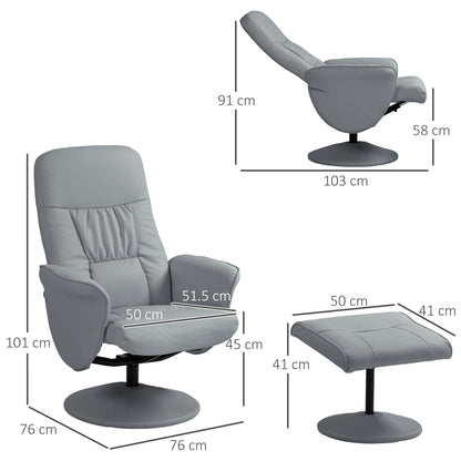 Aurora PU Leather Armchair and Footrest Swivel Recliner w/ Ottoman