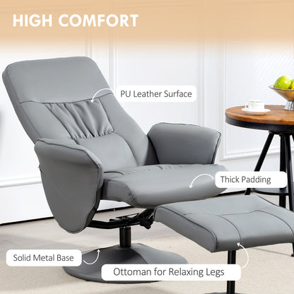 Aurora PU Leather Armchair and Footrest Swivel Recliner w/ Ottoman