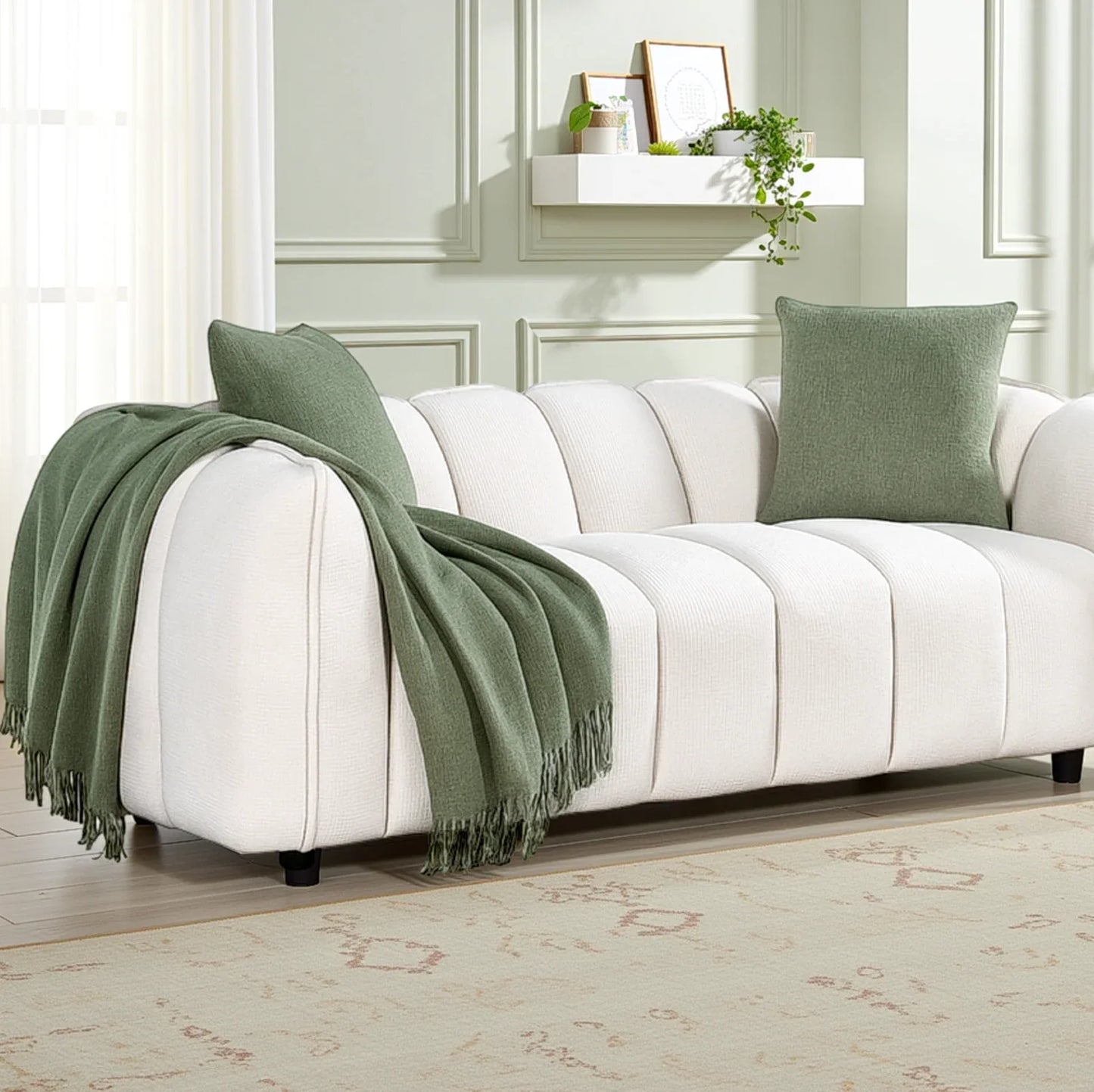 Venice Bubble Beige Boucle Fabric 3 Seater Sofa