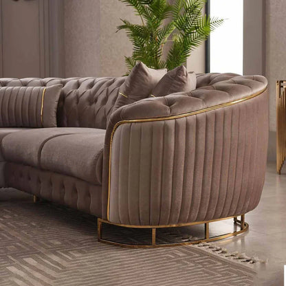 The Sienna Luxury Chesterfield Premium Beige Gold Corner Sofa
