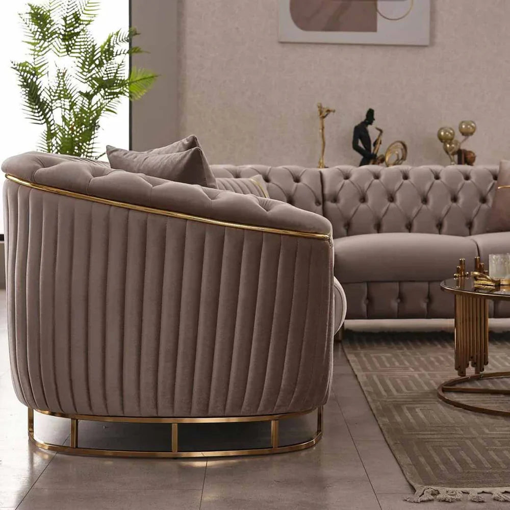 The Sienna Luxury Chesterfield Premium Beige Gold Corner Sofa