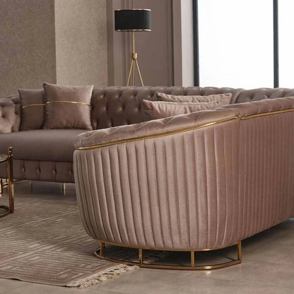 The Sienna Luxury Chesterfield Premium Beige Gold Corner Sofa