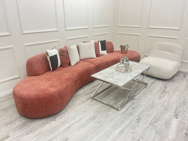 The Wave Large Blush Pink Boucle Premium Sofa Blush Pink Boucle Fabric